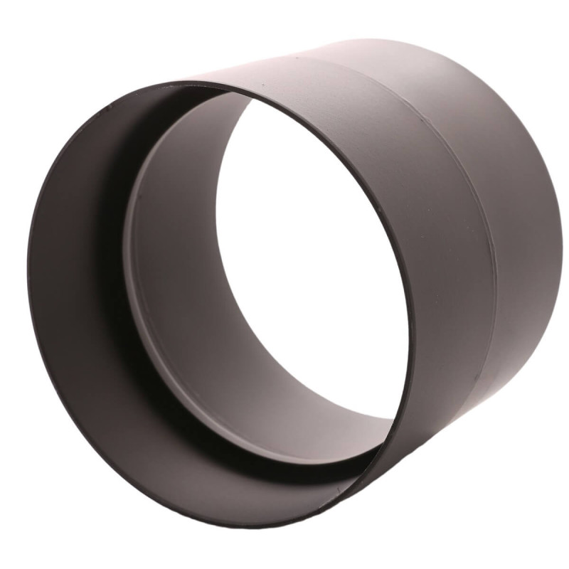 złączka żeńska ZZ 130 mm, blacha czarna 2 mm, wysokość 125 mm, pierścień antykondensacyjny, do łączenia nyplowych elementów