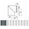 Kolano 250 mm 90° szlifowane premium KS/90 – stal DC01 2 mm, 600°C