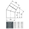 Kolano kominowe 130 mm 33° szlifowane – stal 2 mm, czarne SENOTHERM