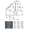 Kolano kominowe 130 mm 90° szlifowane z rewizją krótkie – 3 segmenty, stal 2 mm