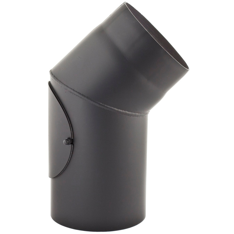 Kolano kominowe 45° z rewizją Ø250 – stal DC01 2 mm, 2-segmentowe, czarne