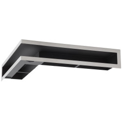 Kratka kominkowa narożna KRVO 500×700×70 czarna – czoło chrom szlif – wlot i wylot