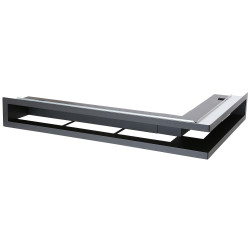Czarna kratka narożna kominkowa Ventlab V-OPEN 700x500x100 z ramką