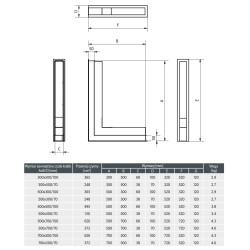 Kratka narożna kominkowa Ventlab V-OPEN 500x300x100 biała chrom z ramką