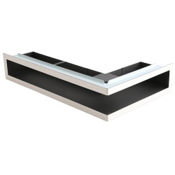 Kratka narożna kominkowa Ventlab V-OPEN 500x300x100 czarna chrom z ramką
