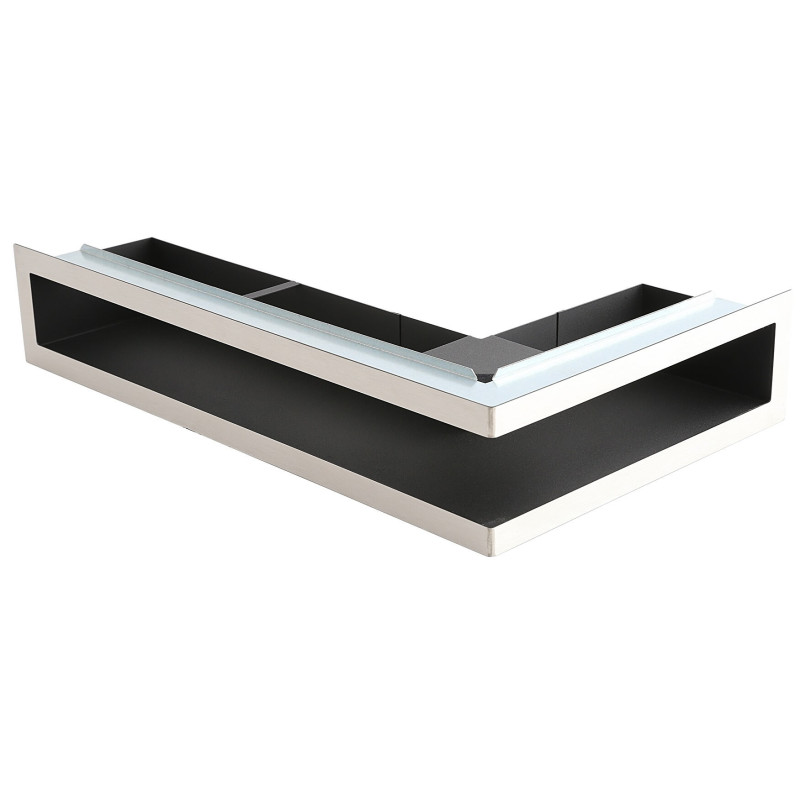 Kratka narożna kominkowa Ventlab V-OPEN 500x300x100 czarna chrom z ramką