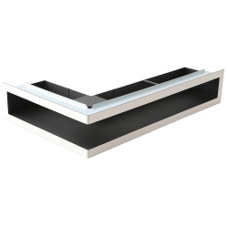 Kratka narożna kominkowa Ventlab V-OPEN 300x500x100 czarna chrom z ramką