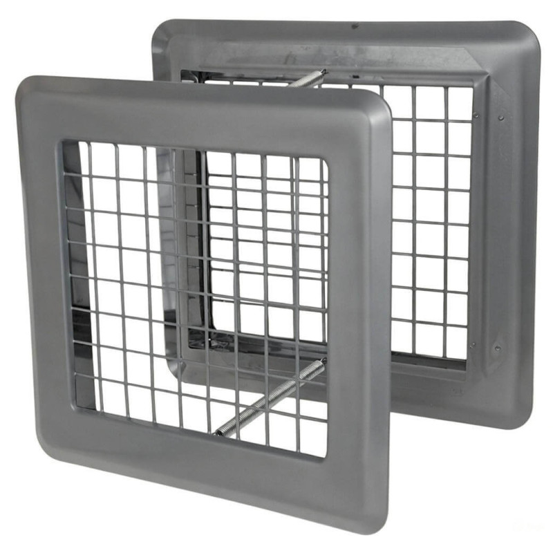 Kratka kominowa K14KS-ml-gr GRAFIT / ANTRACYT – podwójne czoła z montażem sprężynowym 175x175 mm