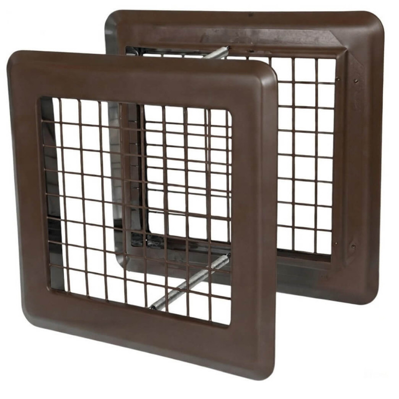 Kratka kominowa K14KS-ml-br BRĄZOWA – podwójne czoła z montażem sprężynowym 175x175 mm