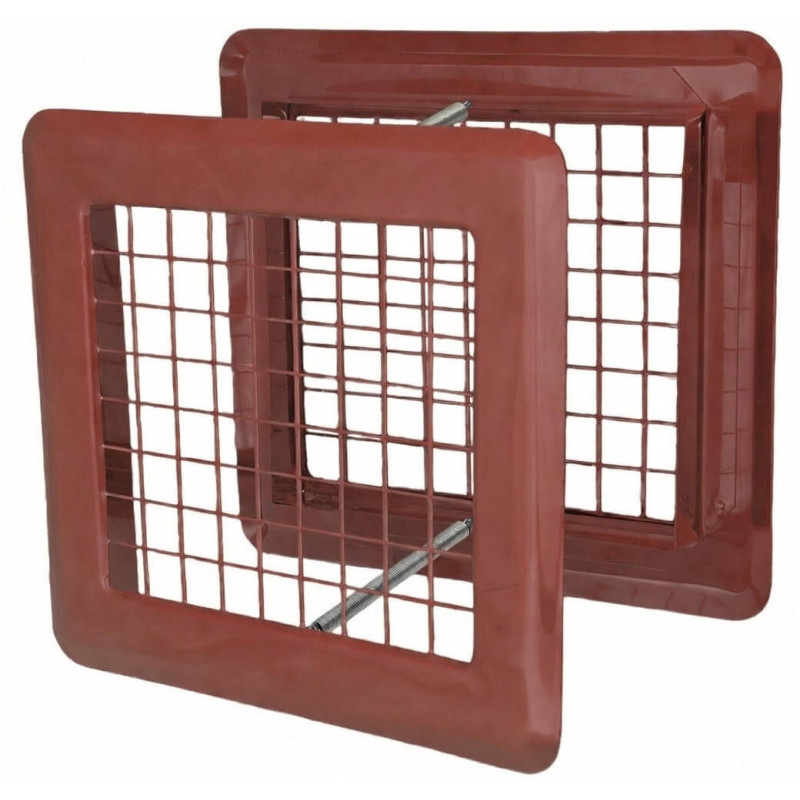 Kratka kominowa K14KS-ml-cg CZERWONA / CEGLASTA – podwójne czoła z montażem sprężynowym 175x175 mm