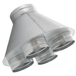 Skrzynka rozdzielcza SRDS250/4×150 OC – wlot 250, 4 wyloty 150 spiro