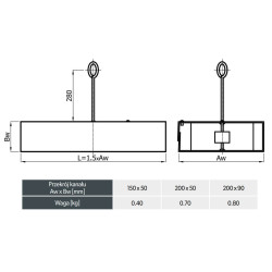 Przepustnica prostokątna 150x50 mm | Ocynkowana | Regulacja przepływu powietrza