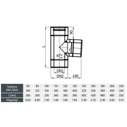 Trójnik Koncentryczny Spalinowo-Powietrzny Dwufunkcyjny Czarny TRD 060/100/90-KSP-X4 | Kąt 90° (dokładny 87°)