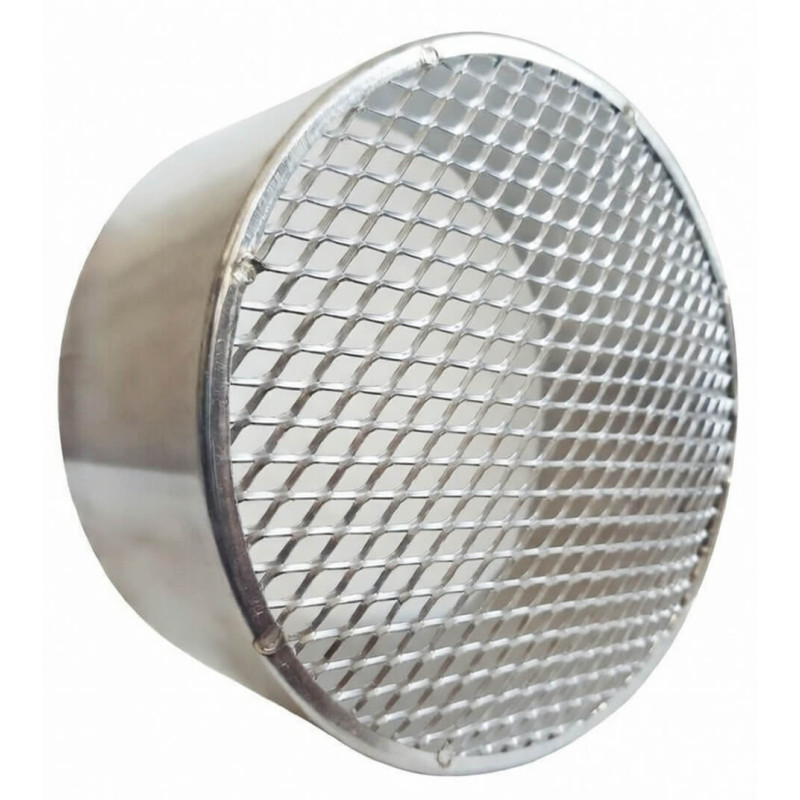 Zaślepka kominowa 180 mm z siatką ze stali kwasoodpornej INOX 1.4301 – oczko 2x2 mm, montaż nyplowy