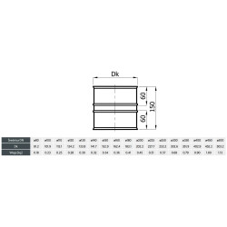 Złączka mufowa Ø140 mm DN140 stal 1.4404 | mufa kominowa do gazu, oleju i pelletu