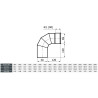 Kolano kominowe Ø140 90° | stal 1.4404 | grubość 0,6 mm | KS140/90-CH6