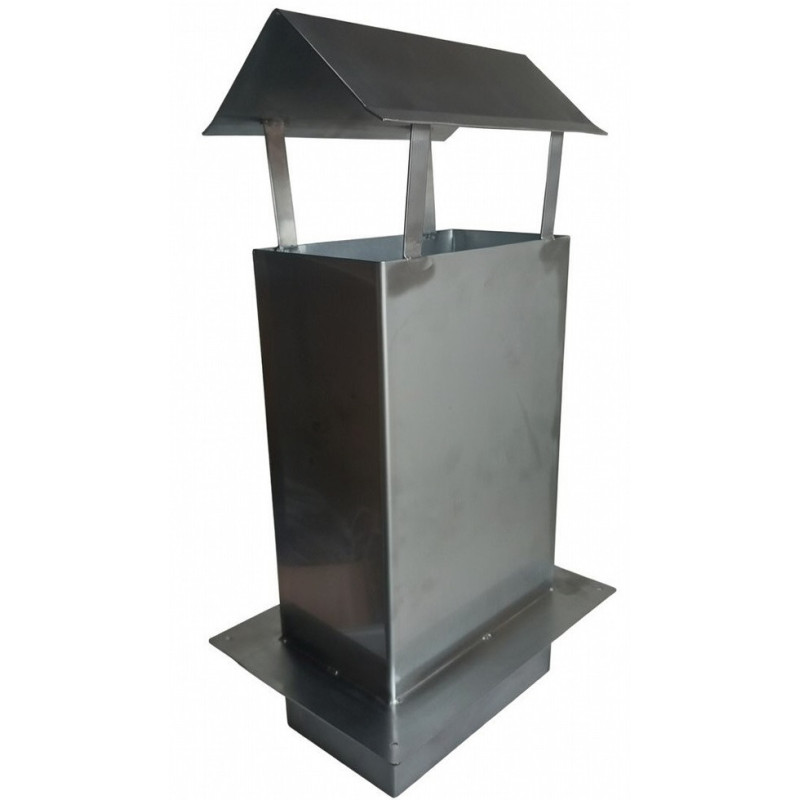 Przedłużenie komina z daszkiem 140x200 mm | stal 1.4404 | 2 mm | wysokość 68 cm