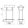 Przedłużenie komina z daszkiem 120x270 mm | stal 1.4404 | 2 mm | wysokość 68 cm