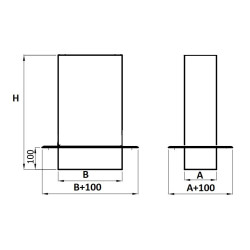 Przedłużenie komina 140x140 mm z płytą | stal 1.4404 | 2 mm | długość 500 mm