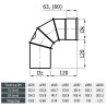 Kolano nastawne z rewizją Ø140 mm – stal 1.4404, 0,6 mm, 4 segmenty | KNSr140/90-CH6