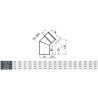 Kolano kominowe KSŻ200/45-Ż8 Ø200 45° – stal 1.4828 0,8 mm, do 600°C