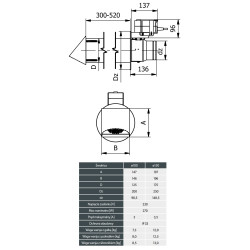 Nawietrzak kominkowy 150 mm ZNK150-CC/TF24 – chrom z siłownikiem elektrycznym 24 V