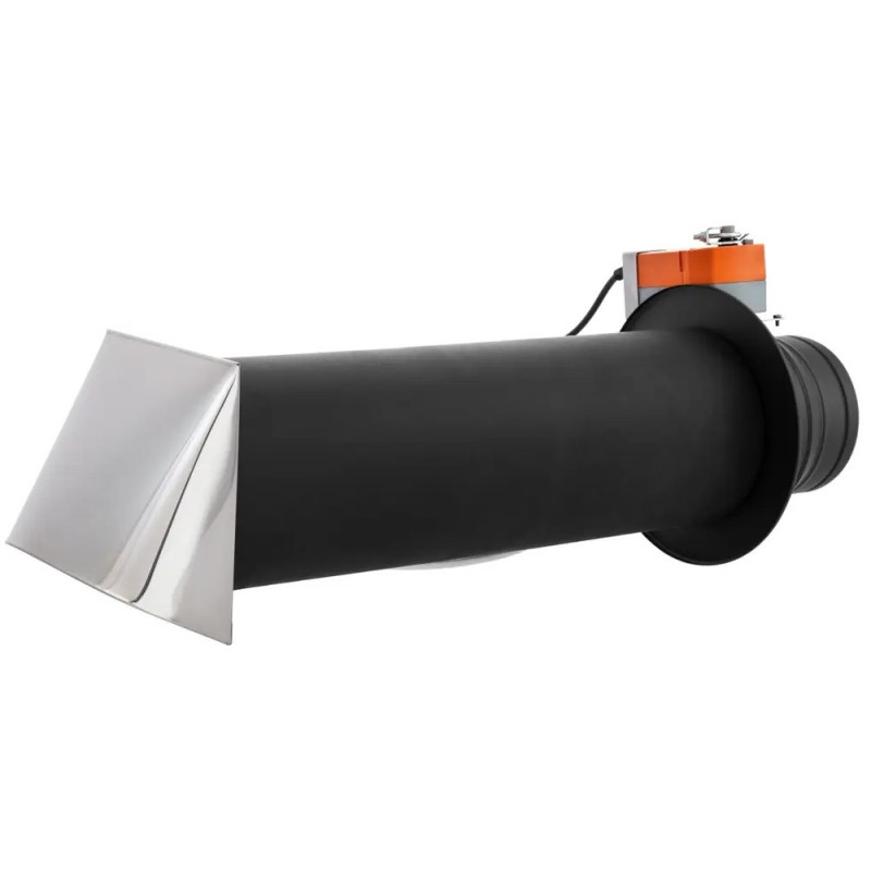 Nawietrzak kominkowy 150 mm ZNK150-CC/TF24 z siłownikiem elektrycznym TF24 i chromowaną czerpnią