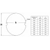 Rysunek techniczny i tabela wymiarów  H oraz h dla dekli rewizyjnych czarnych 250mm