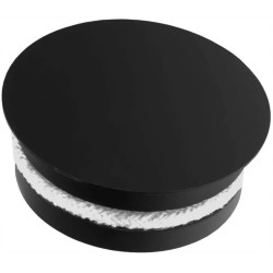Zaślepka kominowa 200 mm z białym sznurem ceramicznym czarny mat