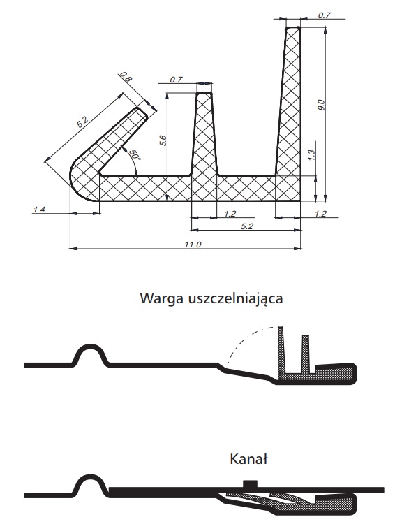Uszczelki dwuwargowe do kształtek wentylacyjnych 315 mm